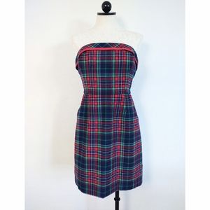 Vineyard Vines Tartan Dress Holiday Plaid Wool Strapless Pockets  Size 4